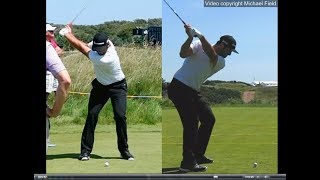 Jon Rahm golf swing  Long Iron faceon amp downtheline July 2017 [upl. by Hawthorn]