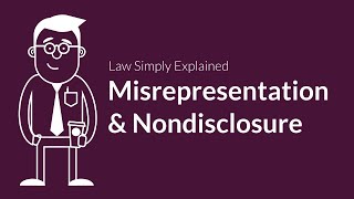 Misrepresentation and Nondisclosure  Contracts  Defenses amp Excuses [upl. by Emor67]