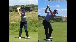 Justin Thomas golf swing  Long Iron faceon amp downtheline July 2017 [upl. by Maribeth]