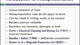 Misrepresentation Lecture 1 of 4 [upl. by Nelon]